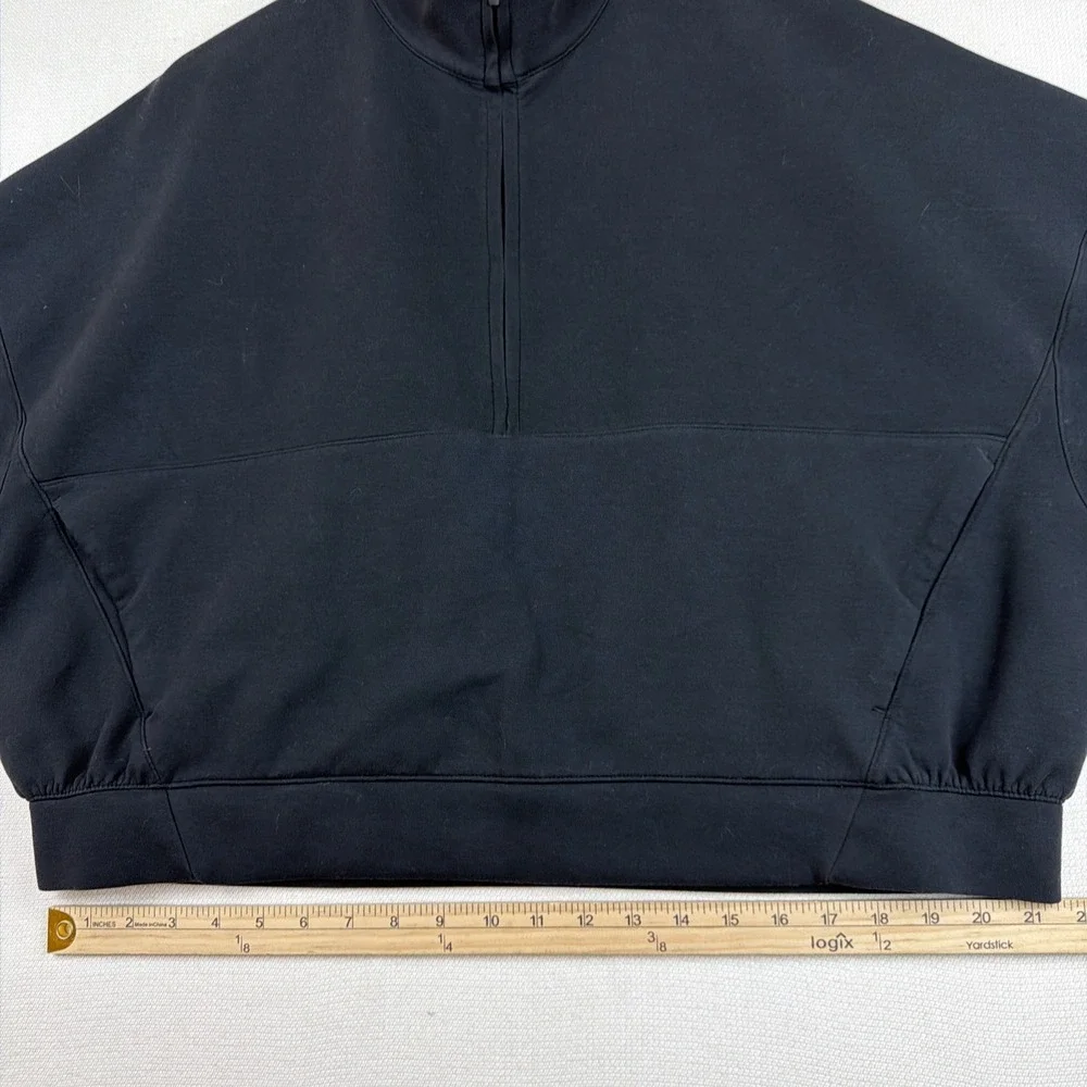 Nike24.7 Dri-Fit 1/2 Zip Pullover Cropped Sweatshirt Size L Black Preppy Stretch